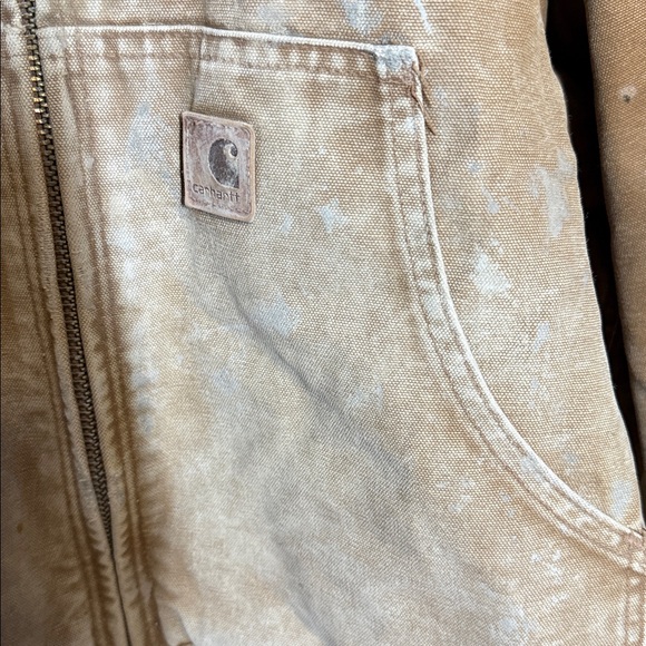 Vtg Carhartt J130 BRN Jacket Mens XL Distressed Brown Hooded Cotton Full Zip - Picture 3 of 5